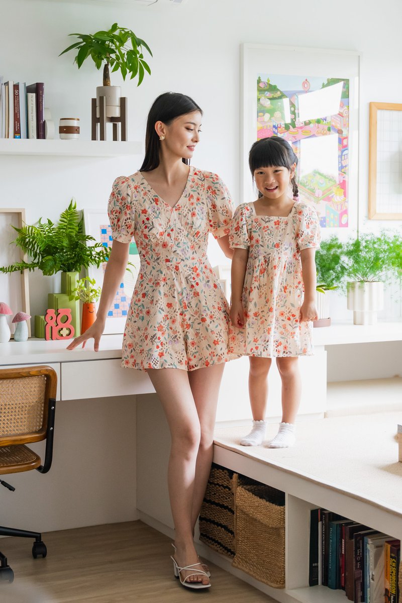 Qin Tulips Floral Eyelet Romper