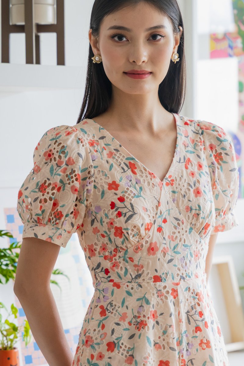 Qin Tulips Floral Eyelet Romper