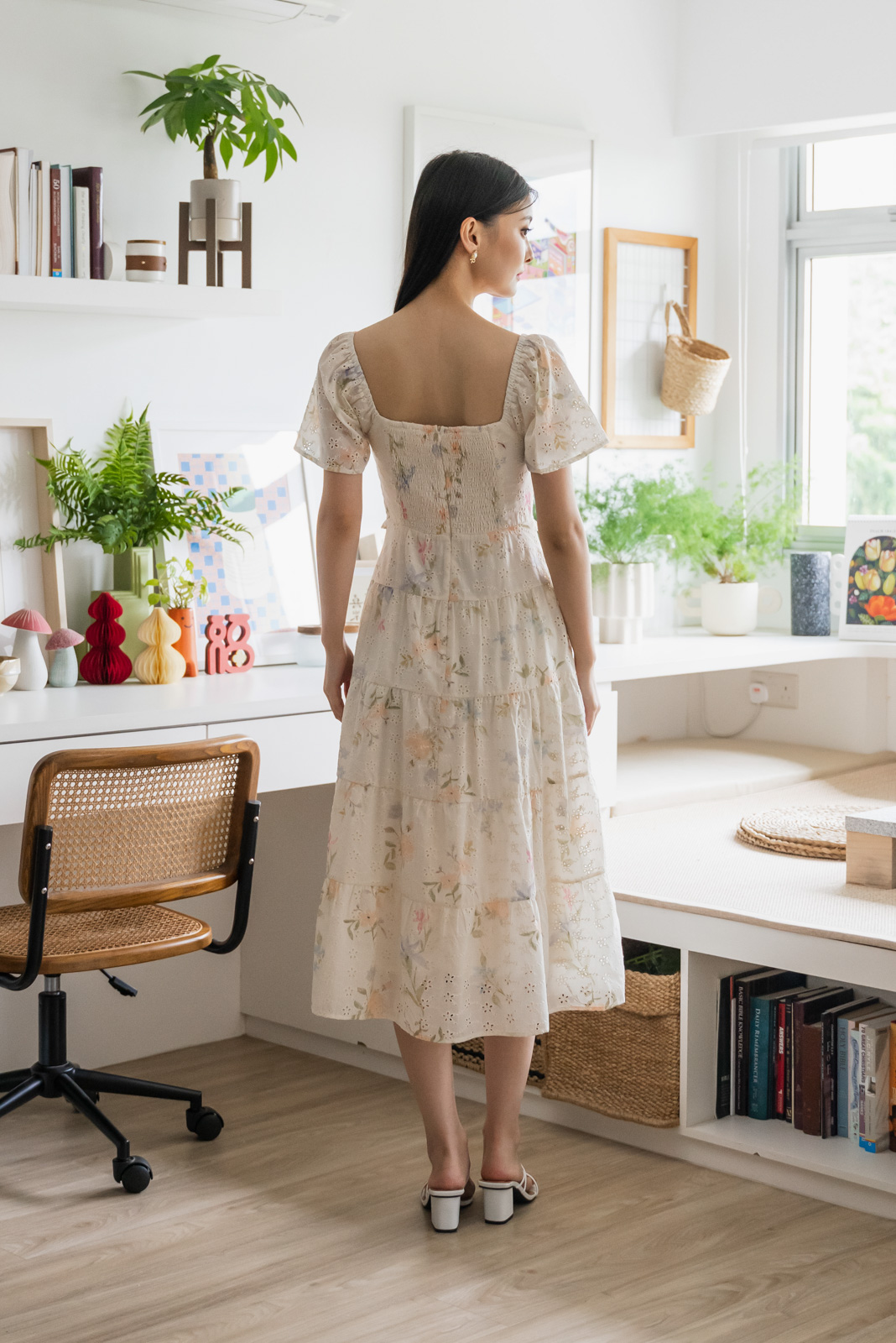 Cheer Fleur Eyelet Pintuck Maxi Dress
