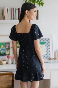 Sapphire Embroidery Dropwaist Dress In Navy