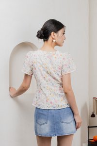 Sakura Embroidery Ribbon Top In Pink