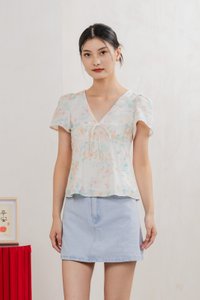 Sakura Embroidery Ribbon Top In White