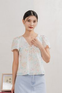 Sakura Embroidery Ribbon Top In White
