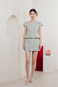 Isla Premium Pleated Top In Tiffany