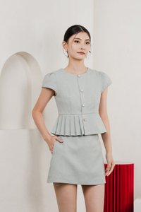 Isla Premium Pleated Top In Tiffany