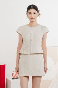 Isla Premium Pleated Top In Oat