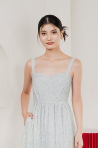 Endless Grace Fleur Midi Dress In Light Blue