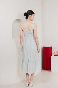 Endless Grace Fleur Midi Dress In Light Blue