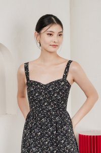 Endless Grace Fleur Midi Dress In Black