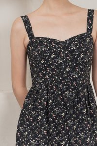 Endless Grace Fleur Midi Dress In Black