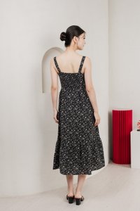 Endless Grace Fleur Midi Dress In Black