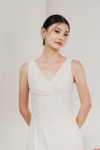 Floris Embroidery Lace Midi Dress In Cream