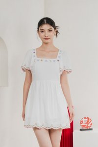 Pure Bliss Cross Stitch Embroidery Dress Romper In White