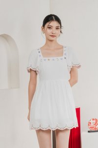 Pure Bliss Cross Stitch Embroidery Dress Romper In White