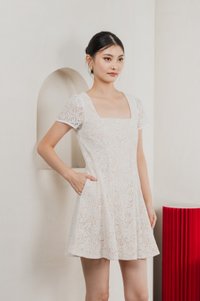 Ping Lace Overlay Dress In White