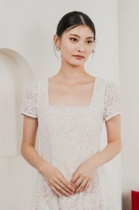Ping Lace Overlay Dress In White