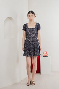 Ping Lace Overlay Dress In Navy