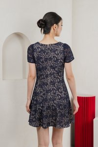 Ping Lace Overlay Dress In Navy