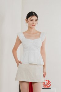 Like A Dream Eyelet Ruffles Top In White