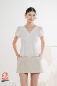 Drisella Floral Eyelet Top In White