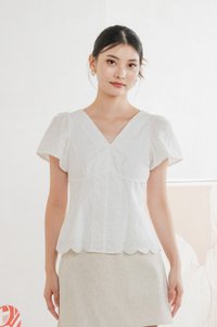 Drisella Floral Eyelet Top In White