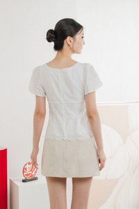 Drisella Floral Eyelet Top In White