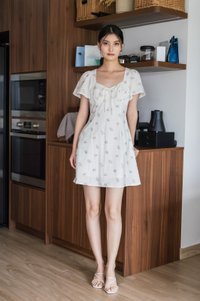 Eulalie Floral Pintuck Ribbon Dress