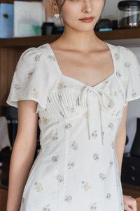 Eulalie Floral Pintuck Ribbon Dress