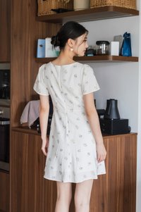 Eulalie Floral Pintuck Ribbon Dress