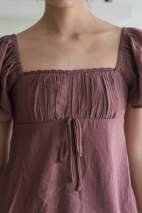 Poselle Textured Ribbon Ruched Top In Mauve