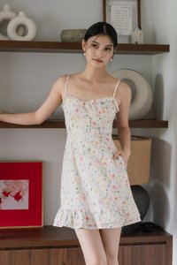 Sakura Floral Embroidery Camisole Dress In Pink
