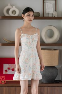 Sakura Floral Embroidery Camisole Dress In White