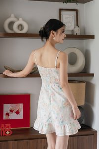Sakura Floral Embroidery Camisole Dress In White