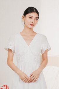Drisella Eyelet Midi Dress In White