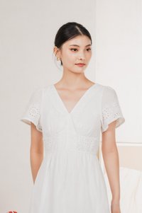 Drisella Eyelet Midi Dress In White