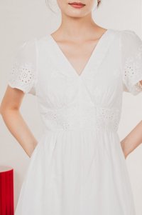 Drisella Eyelet Midi Dress In White