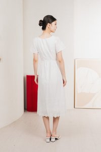 Drisella Eyelet Midi Dress In White