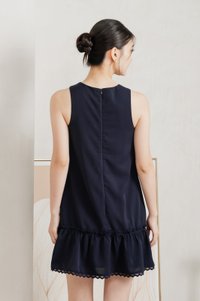 Bertha Dropwaist Ruffles Dress In Navy
