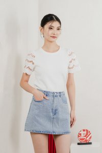 Aldith Cotton Eyelet Sleeve Top In White