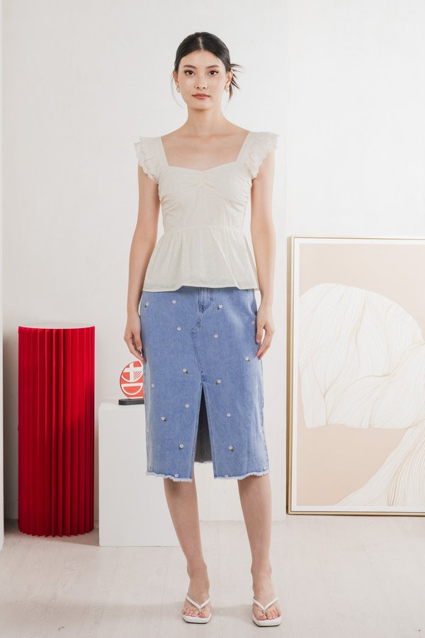 Like A Dream Eyelet Ruffles Top In Cream