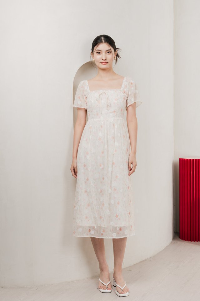 Gigil Floral Ribbon Midi Dress
