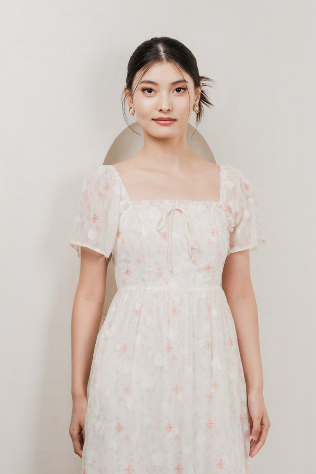 Gigil Floral Ribbon Midi Dress