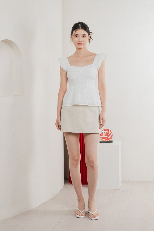 Like A Dream Eyelet Ruffles Top In White