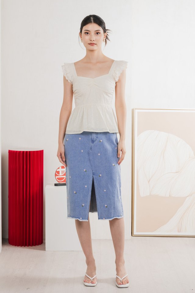 Like A Dream Eyelet Ruffles Top In Cream