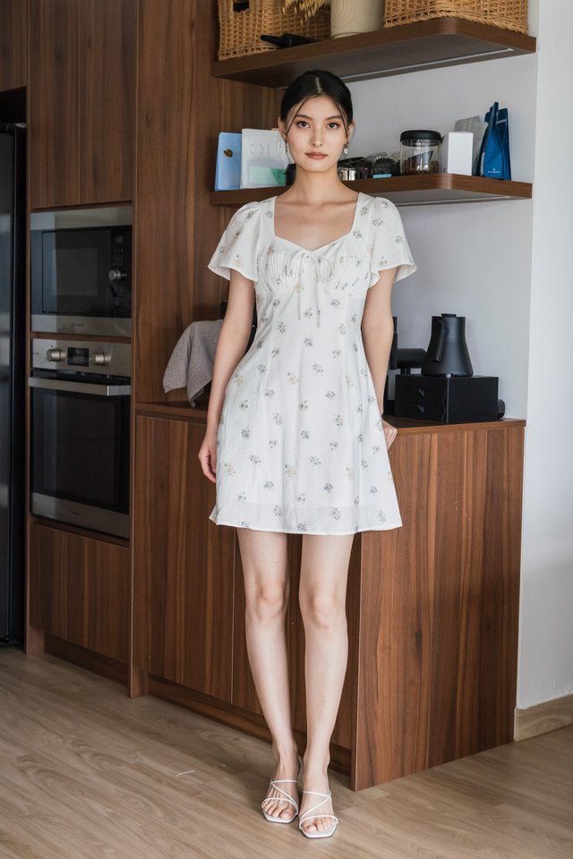 Eulalie Floral Pintuck Ribbon Dress