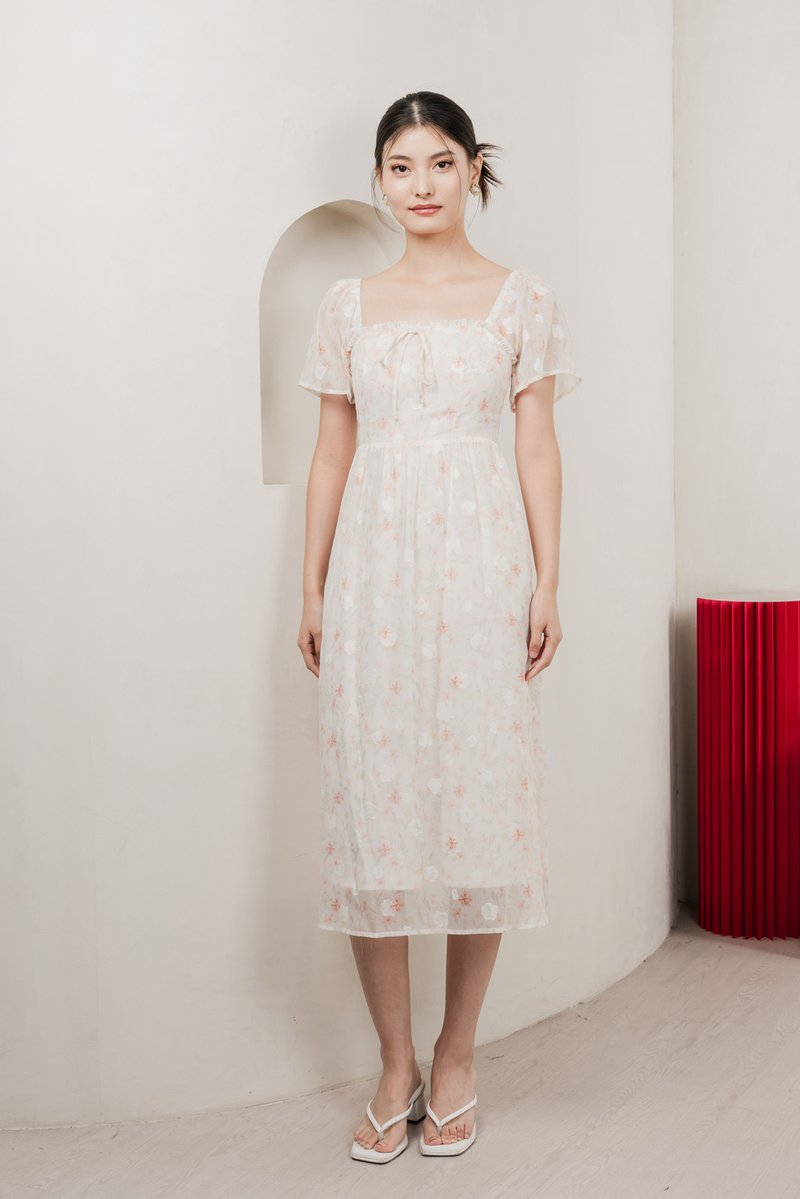 Gigil Floral Ribbon Midi Dress