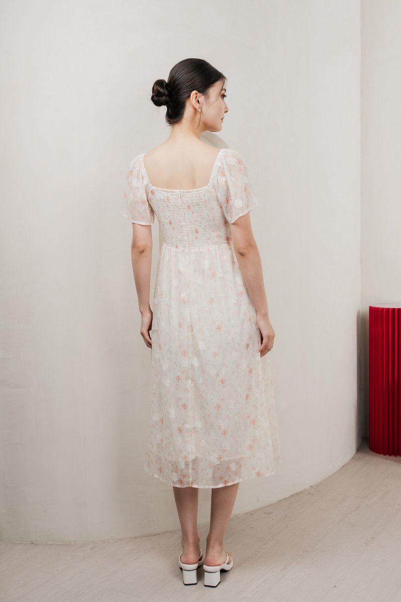 Gigil Floral Ribbon Midi Dress