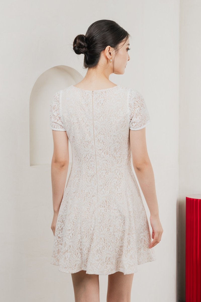Ping Lace Overlay Dress In White