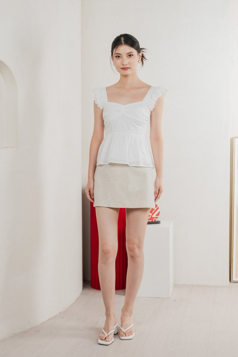 Like A Dream Eyelet Ruffles Top In White
