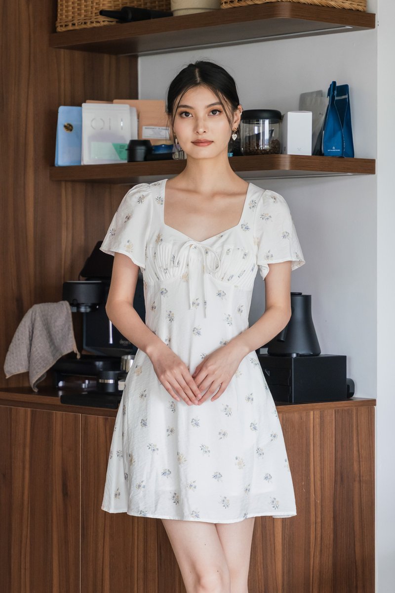 Eulalie Floral Pintuck Ribbon Dress